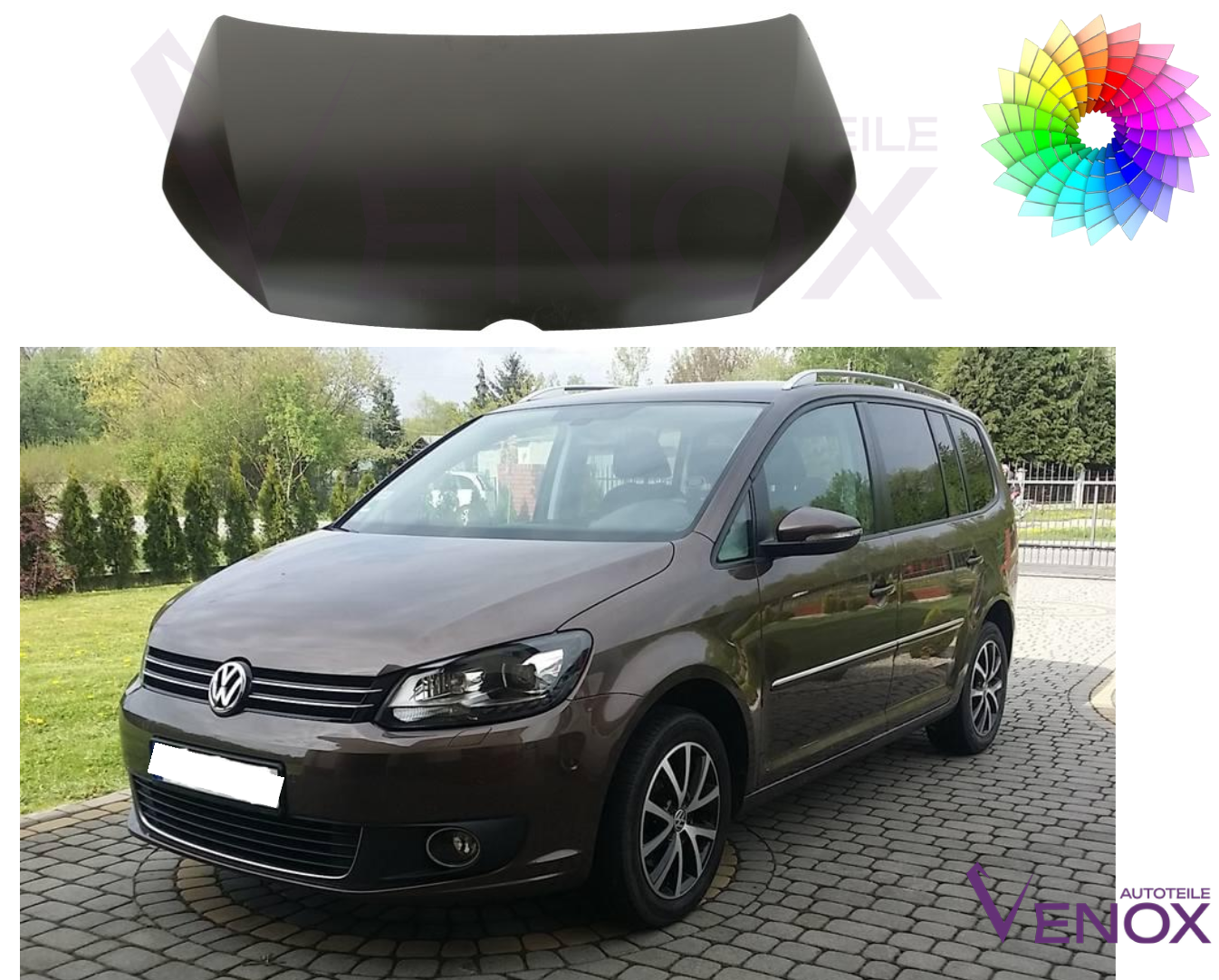 Voor Vw Touran 1T3 2010-2015 motorkap gespoten in gewenste kleur nieuw - Afbeelding 2