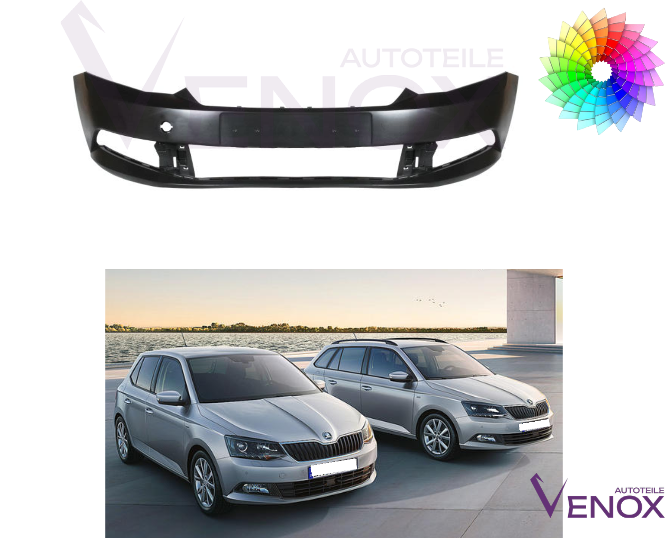 Voor Skoda Fabia III 2014-2018 Voorbumper gespoten in de gewenste kleur NIEUW - Afbeelding 2