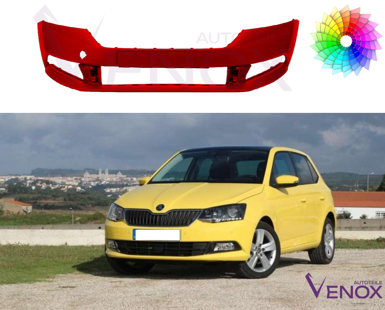 Voor Skoda Fabia III 2018-2021 Voorbumper gespoten in de gewenste kleur NIEUW - Afbeelding 2