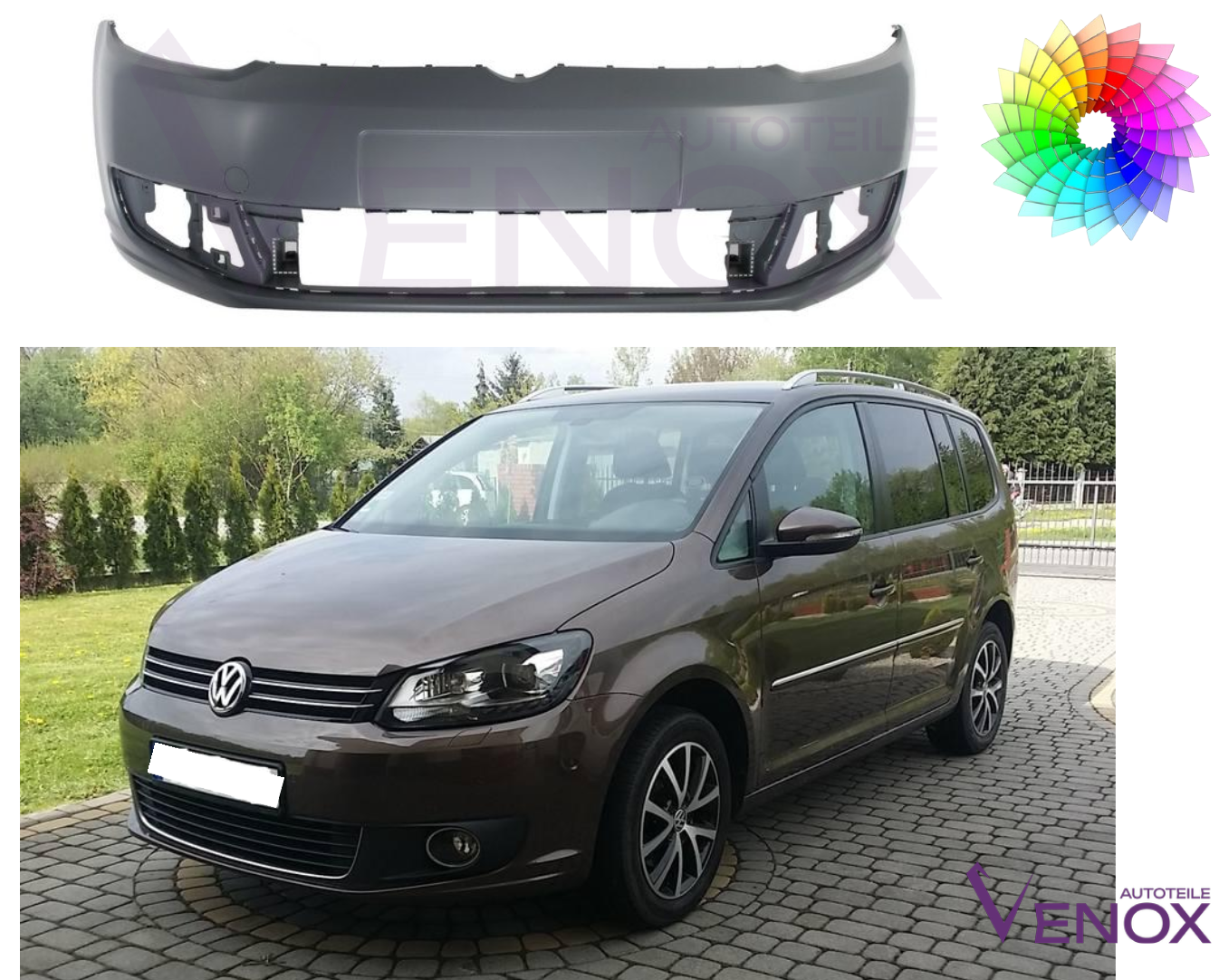 Voor VW Touran 1T3 2010-2015 SRA voorbumper gespoten in de gewenste kleur - Afbeelding 2
