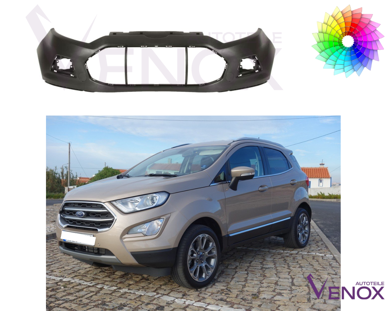 Voor Ford Ecosport 2013-2017 Voorbumper gespoten in de gewenste kleur - Afbeelding 2