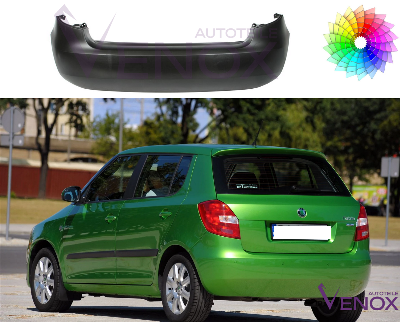 Voor Skoda Fabia 5J 07-15 Achterbumper gespoten in de gewenste kleur NIEUW - Afbeelding 2
