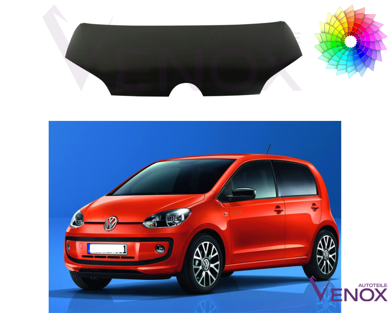 Voor Vw UP! 2012-2016 motorkap gespoten in gewenste kleur nieuw - Afbeelding 2