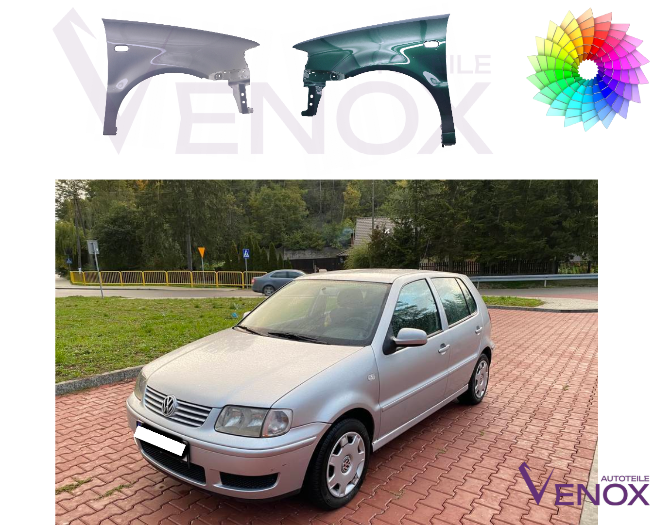 Voor VW Polo 6N2 99-01 MUDFLONT LINKS GESPREKT IN GEWOONDE KLEUR - Afbeelding 2