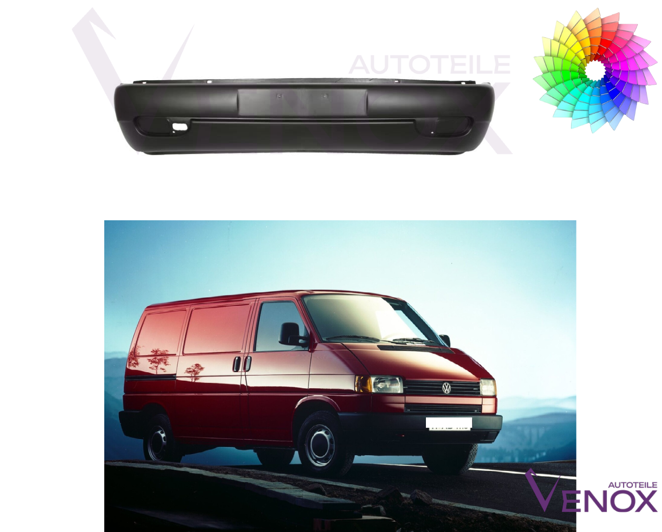 Voor VW T4 1996-2003 Voorbumper gespoten in de gewenste kleur - Afbeelding 2