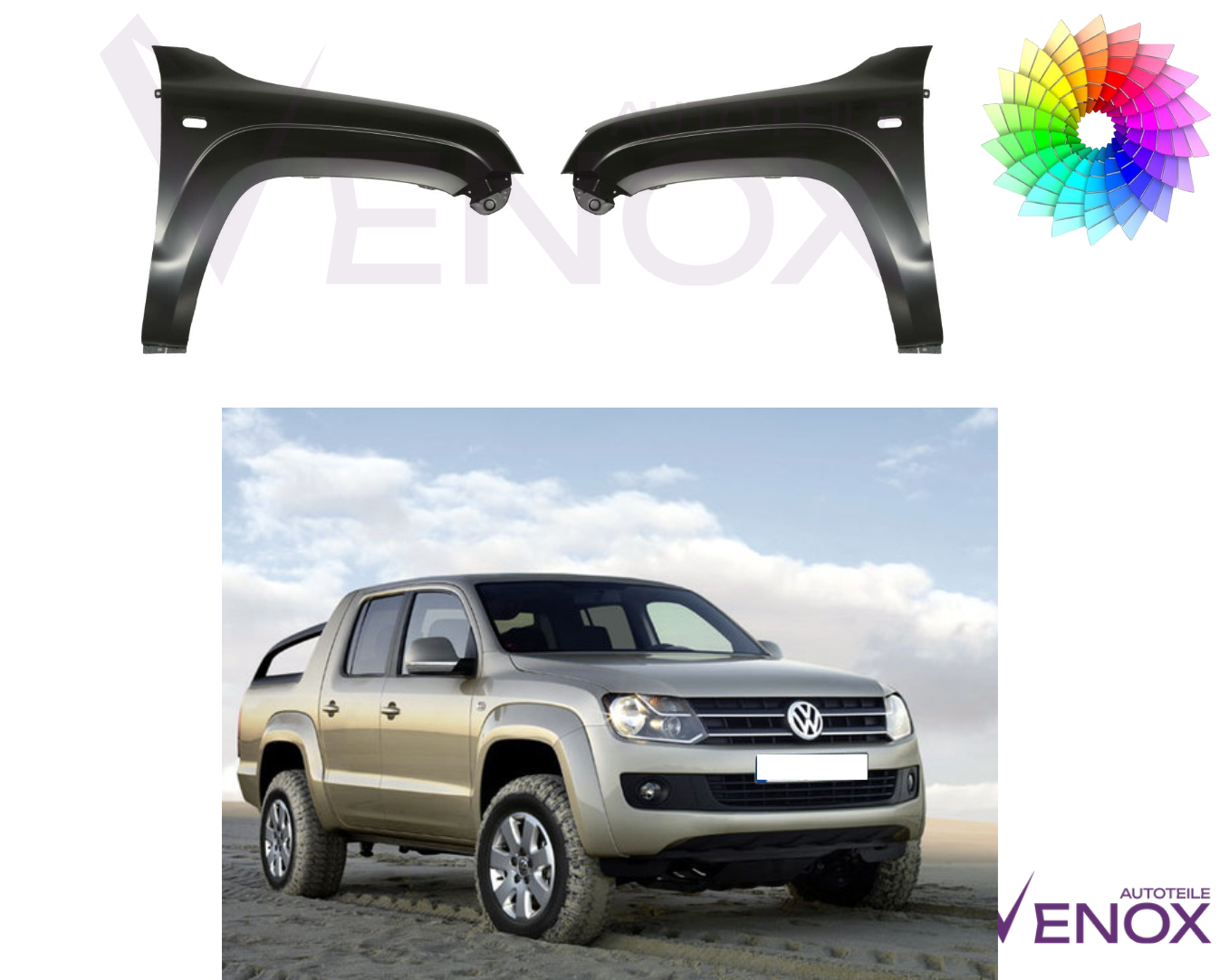 Voor VW Amarok 2010-2017 FRONT Spatbord LINK GEPASTEERD IN DE KLEUR VAN UW KEUZE - Afbeelding 2