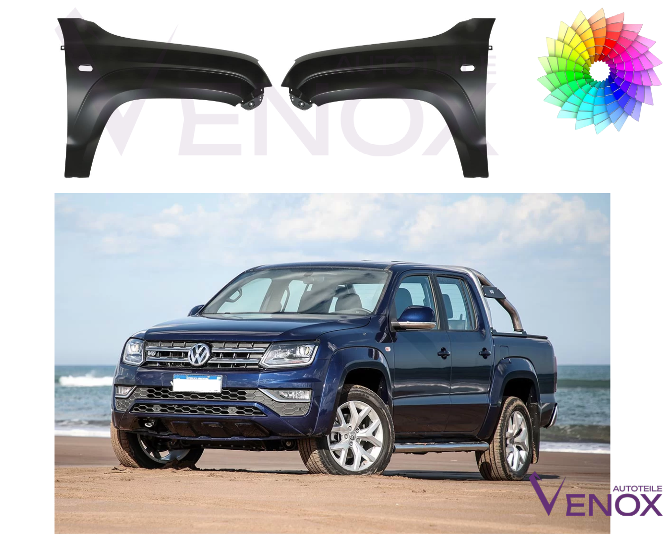 Voor VW Amarok vanaf 2017 FRONT RIGHT Spatbord GEPLAATST IN DE KLEUR VAN UW KEUZE - Afbeelding 2