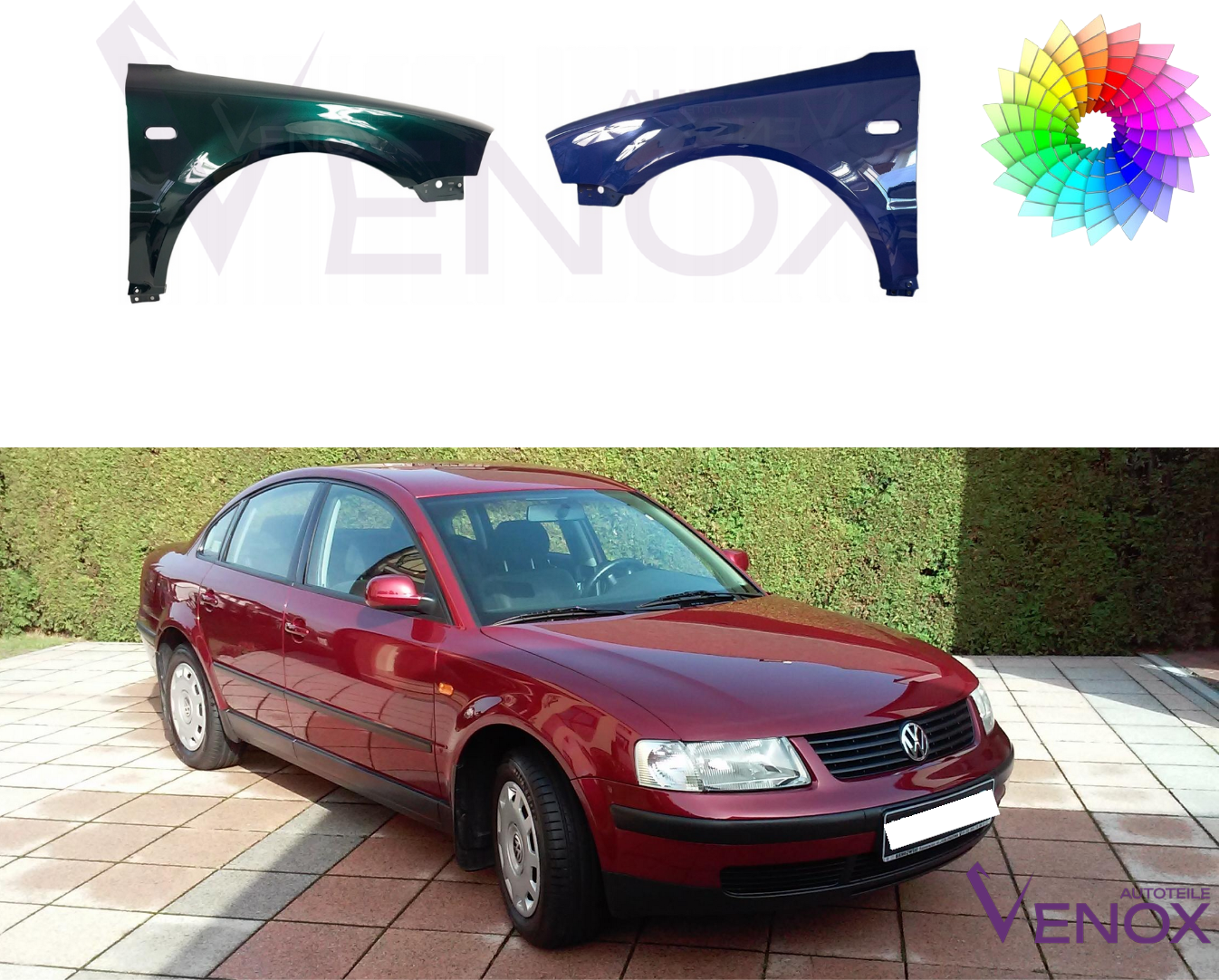 Voor VW Passat B5 96-00 Spatbord rechtsvoor gespoten in kleur naar keuze - Afbeelding 2