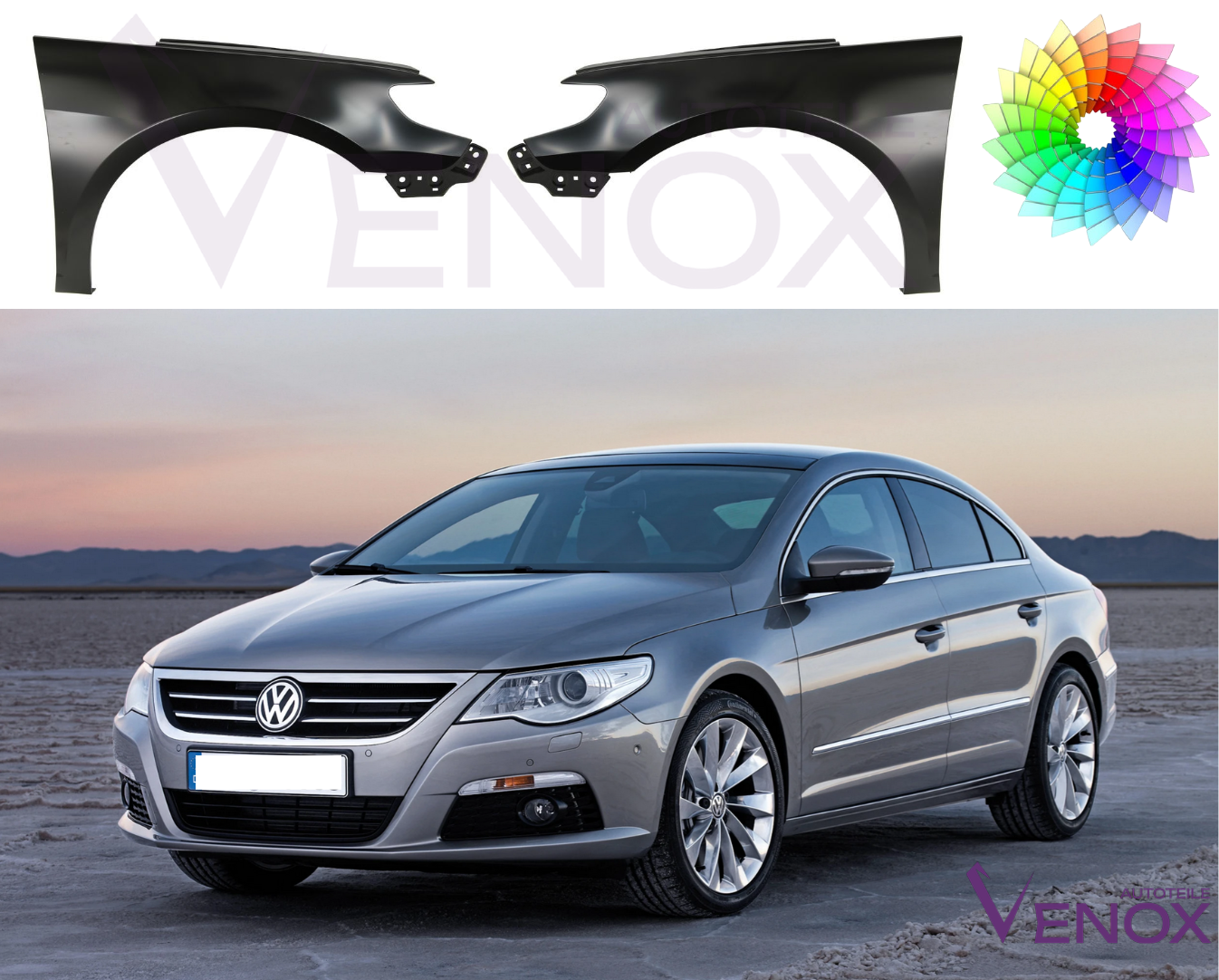 Voor VW Passat CC 357 08-12 Spatbord linksvoor gespoten in kleur naar keuze - Afbeelding 2