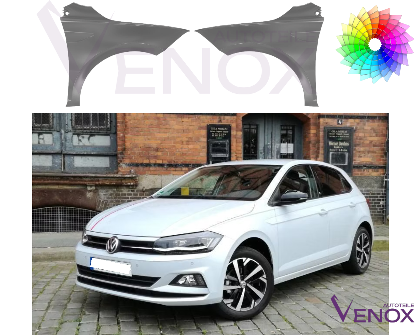 Voor VW Polo AW vanaf 2017 FRONT RIGHT Spatbord GEPLAATST IN DE KLEUR VAN UW KEUZE - Afbeelding 2