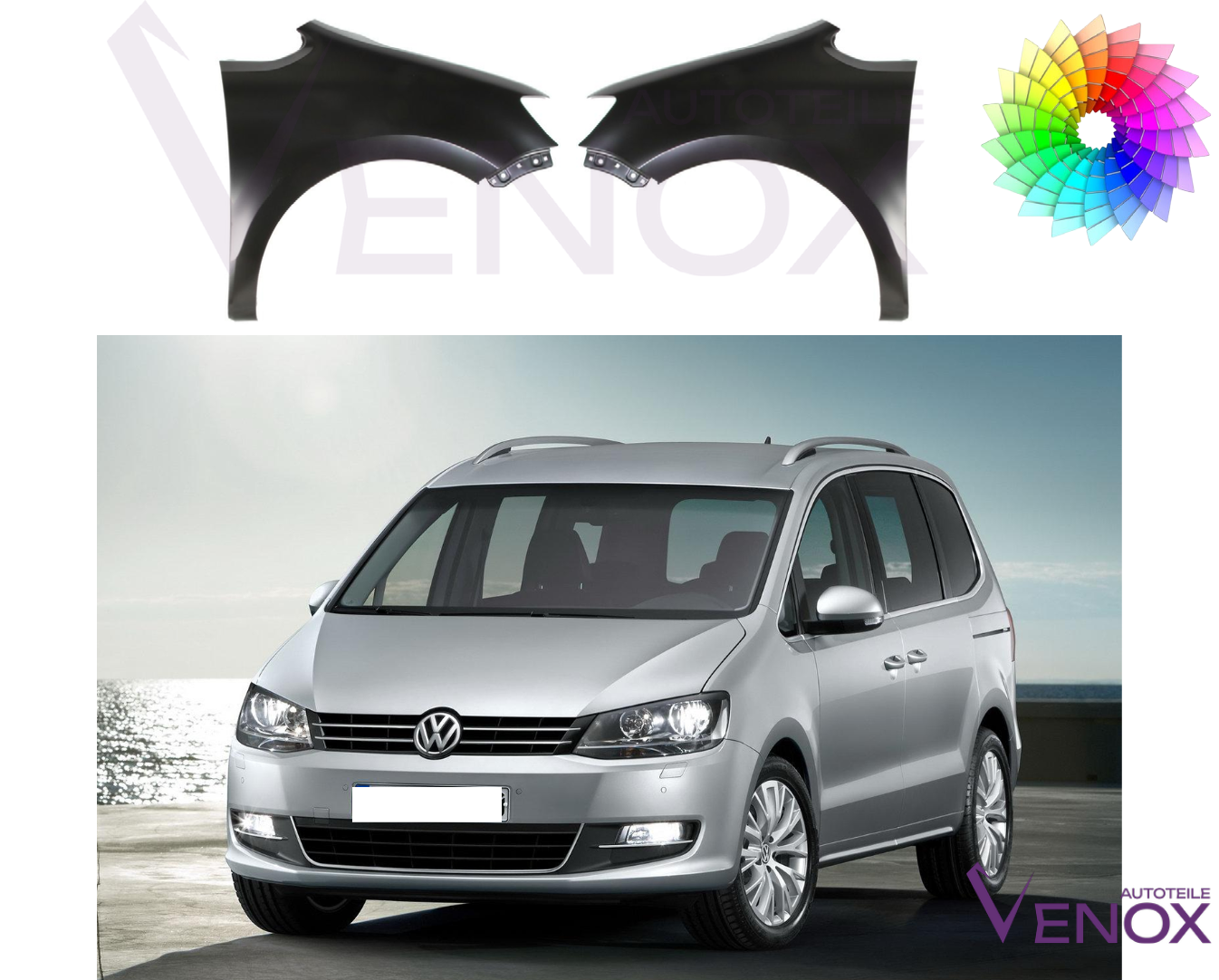 Voor VW Sharan Seat Alhambra Vanaf 2010 Spatborden Rechts Kleur naar keuze - Afbeelding 2