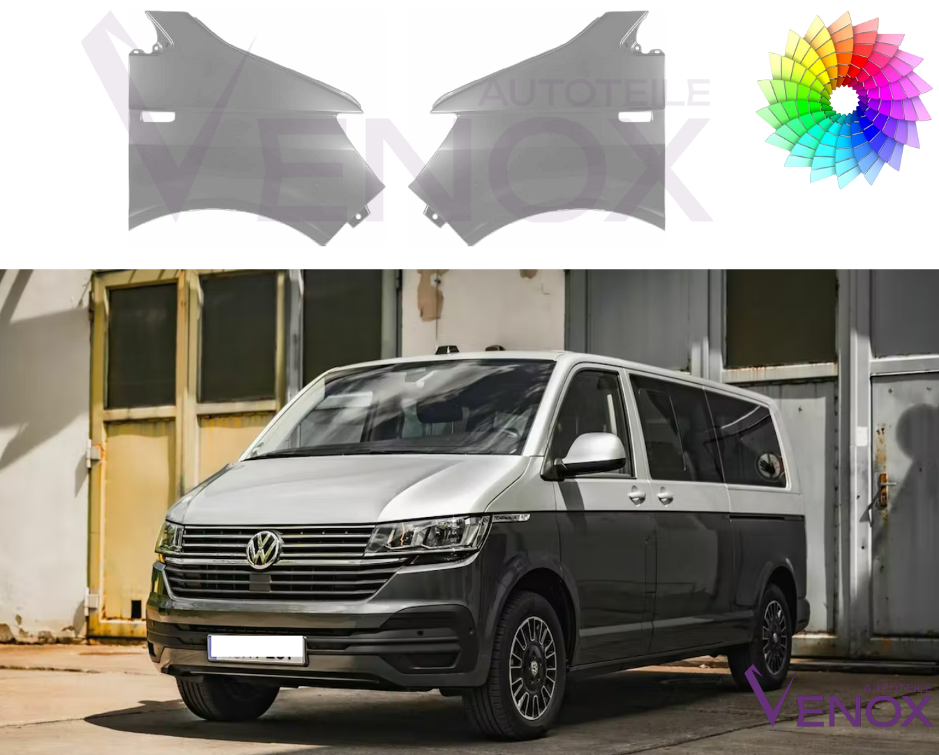 Voor VW Transporter T6 vanaf 2015 VORST RECHTS GESPORTEERD IN DE KLEUR VAN UW KEUZE - Afbeelding 2