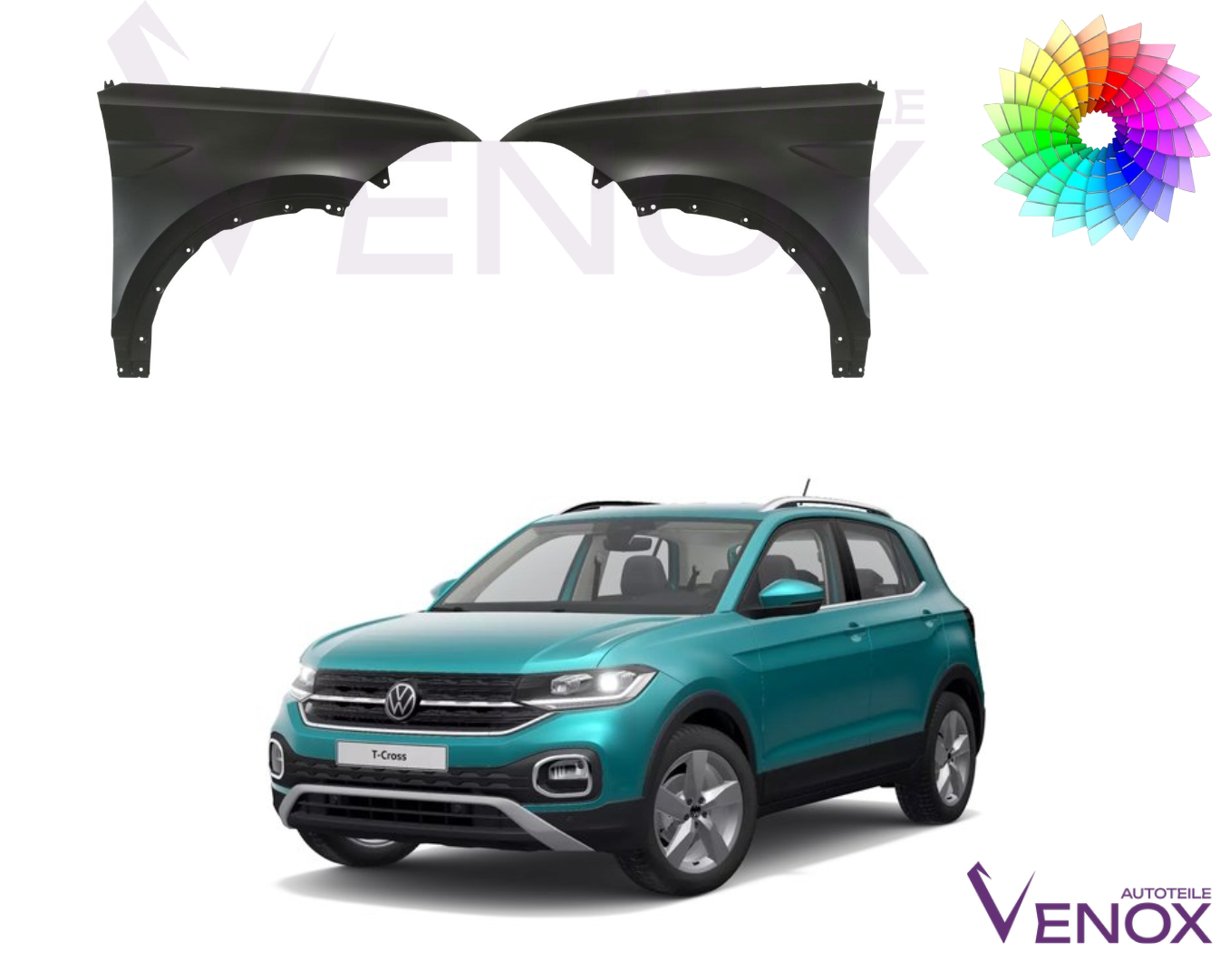 Voor VW T-Cross vanaf 2019 Linkerspatbord voor Gespoten in de gewenste kleur - Afbeelding 2