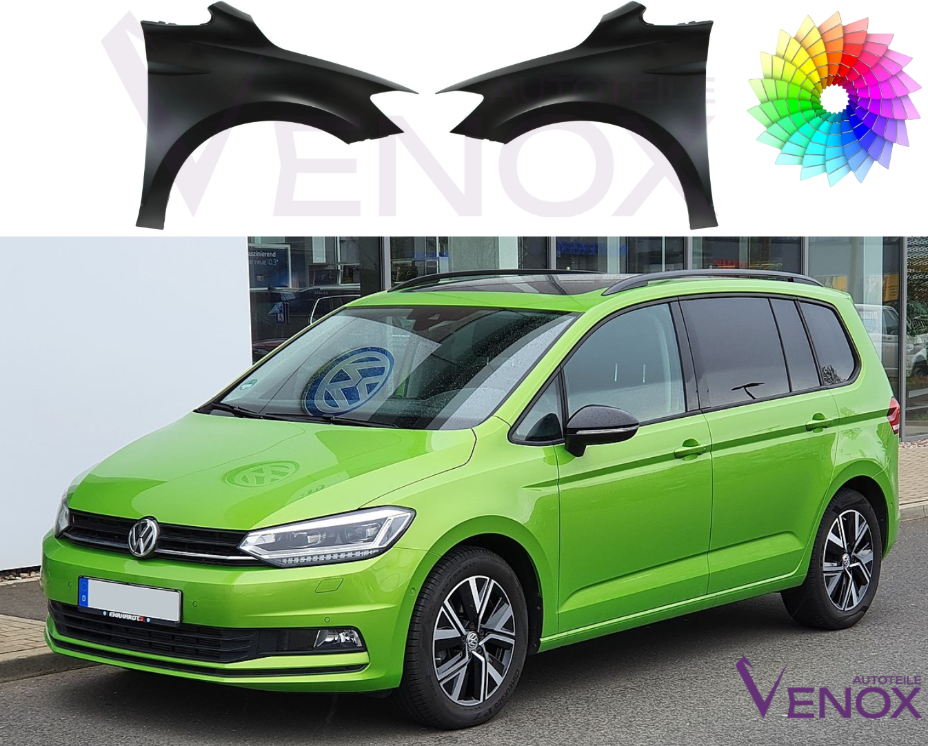 Voor VW Touran 5T vanaf 2015 Linkerspatbord voor gespoten in de kleur van je keuze - Afbeelding 2