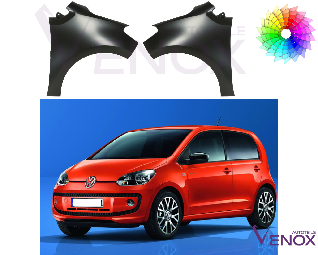 VW UP SKODA CITIGO SEAT MII 12-16 Spatbord linksvoor Gespoten in kleur naar keuze - Afbeelding 2