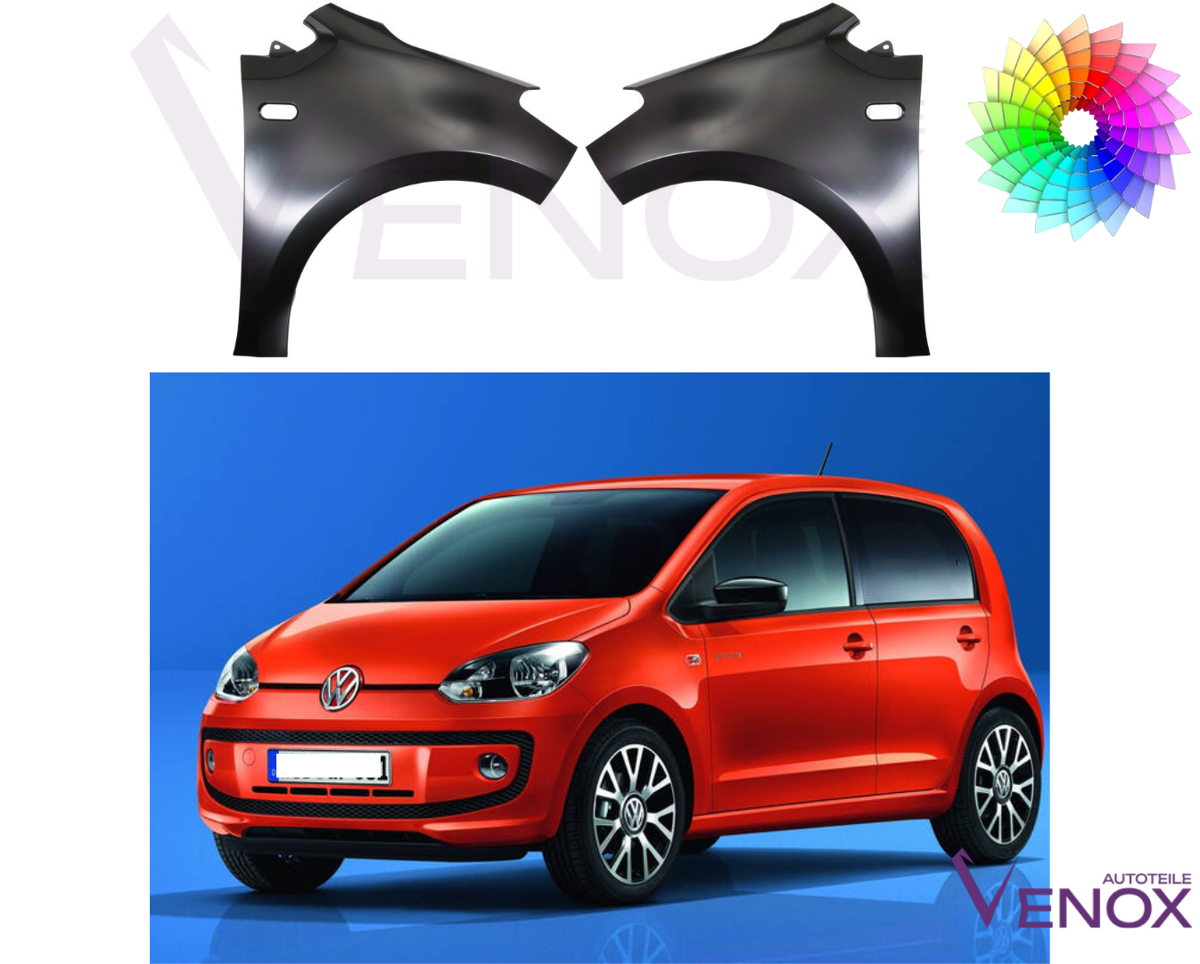 VW UP SKODA CITIGO SEAT MII 12-16 Spatbord linksvoor Gespoten in kleur naar keuze - Afbeelding 2