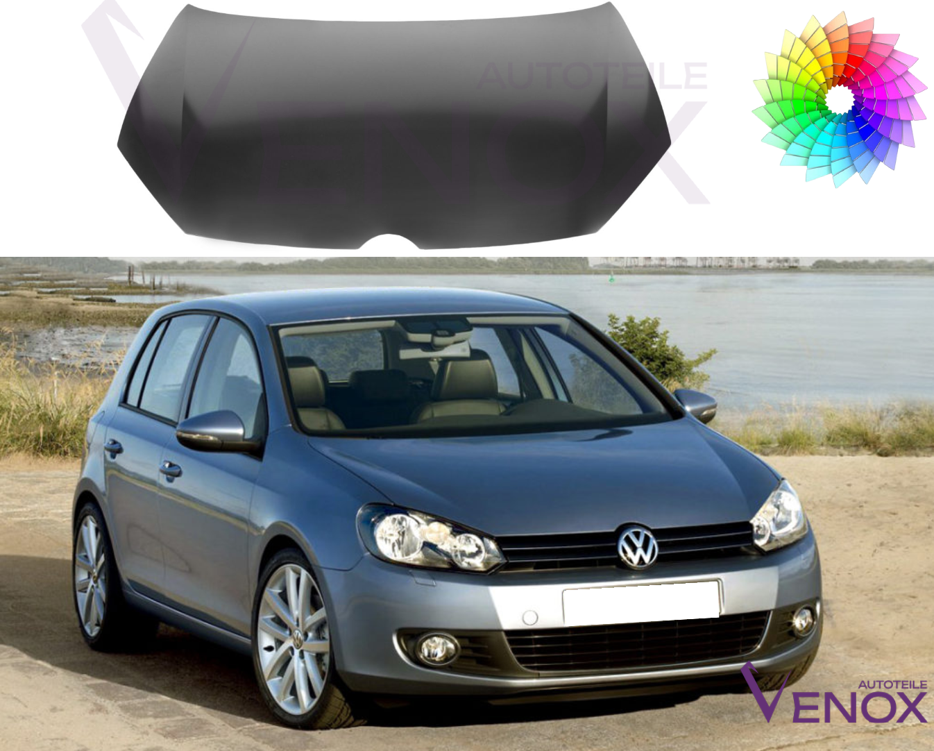 Voor Vw Golf VI 2008-2016 motorkap gespoten in de gewenste kleur - Afbeelding 2