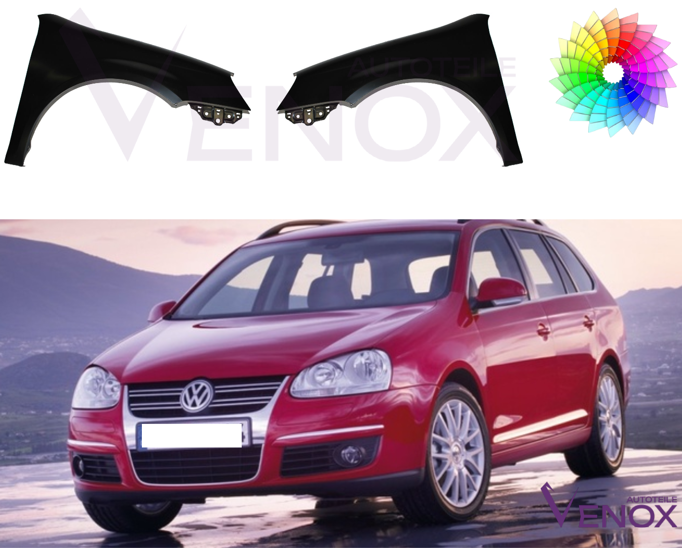 Spatbord Voor VW GOLF 5 V Variant Jetta Links Gespoten in gewenste kleur 2005-2010 - Afbeelding 2