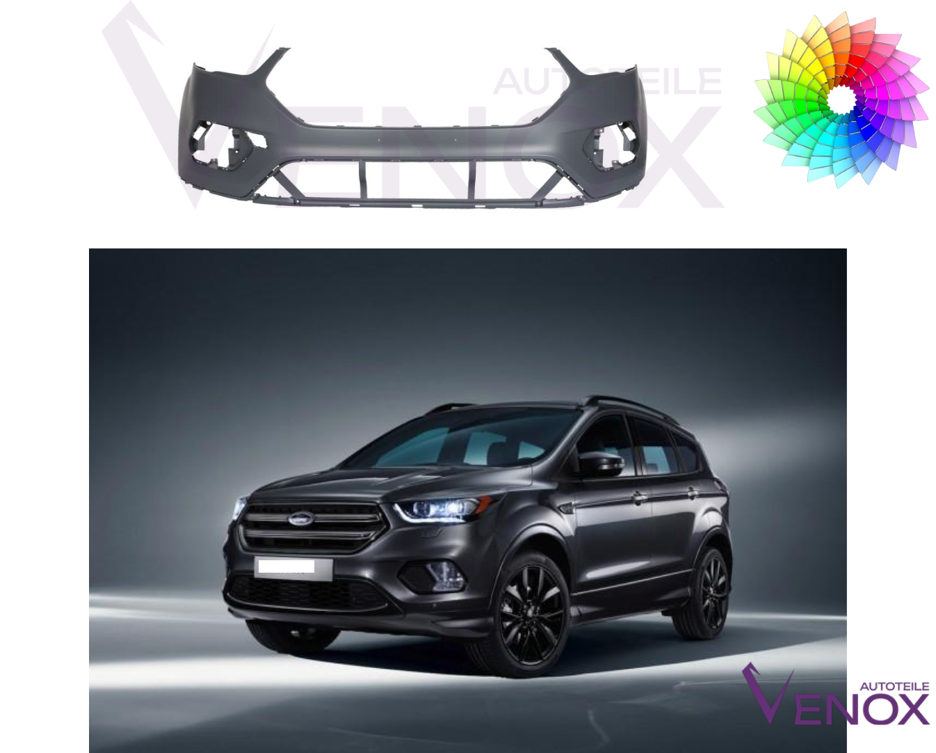 Voor Ford Kuga 2016-2020 SRA voorbumper gespoten in de gewenste kleur NIEUW - Afbeelding 2