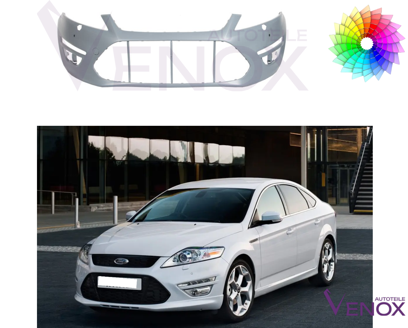 Voor Ford Mondeo Mk4 10-15 PDC SRA SW voorbumper gespoten in de gewenste kleur - Afbeelding 2