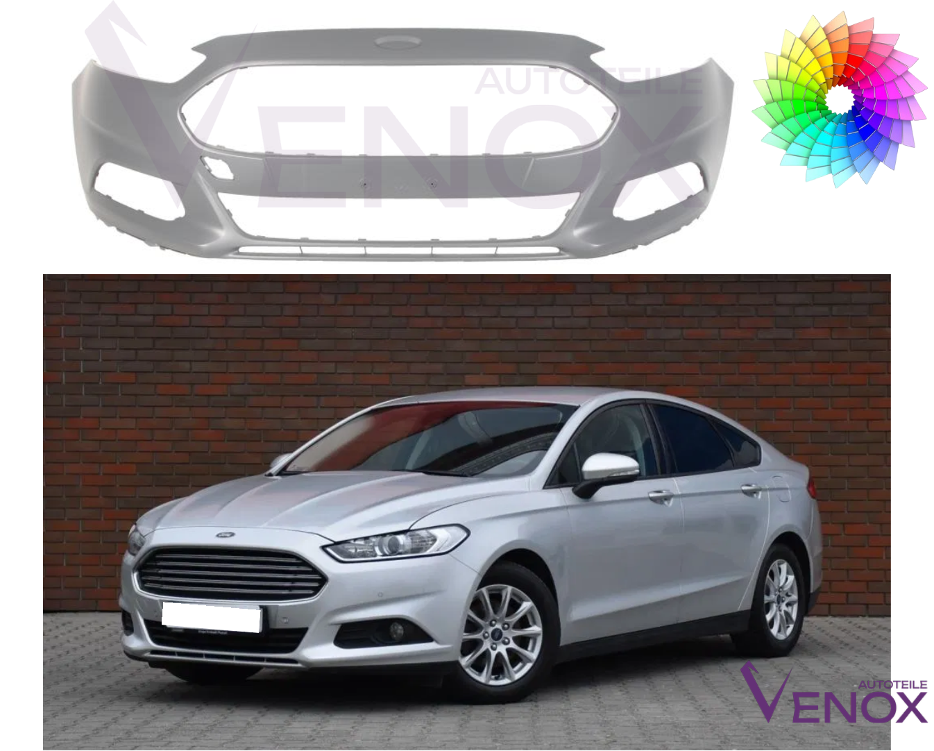 Voor Ford Mondeo Mk5 vanaf 2014- Voorbumper gespoten in de gewenste kleur - Afbeelding 2