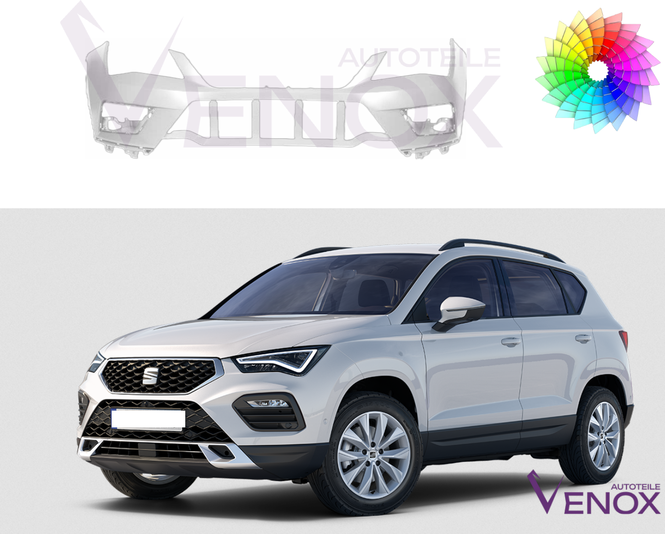 Voor Seat Ateca vanaf 2016 Voorbumper +- SRA Gespoten in de gewenste kleur - Afbeelding 2