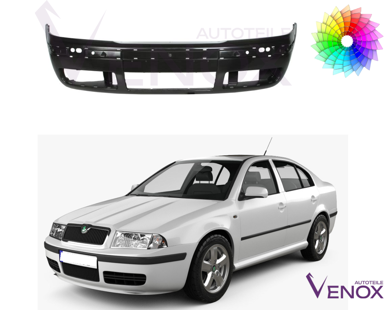 Voor Skoda Octavia 1U 2001-2010 Voorbumper gespoten in de kleur van je keuze - Afbeelding 2