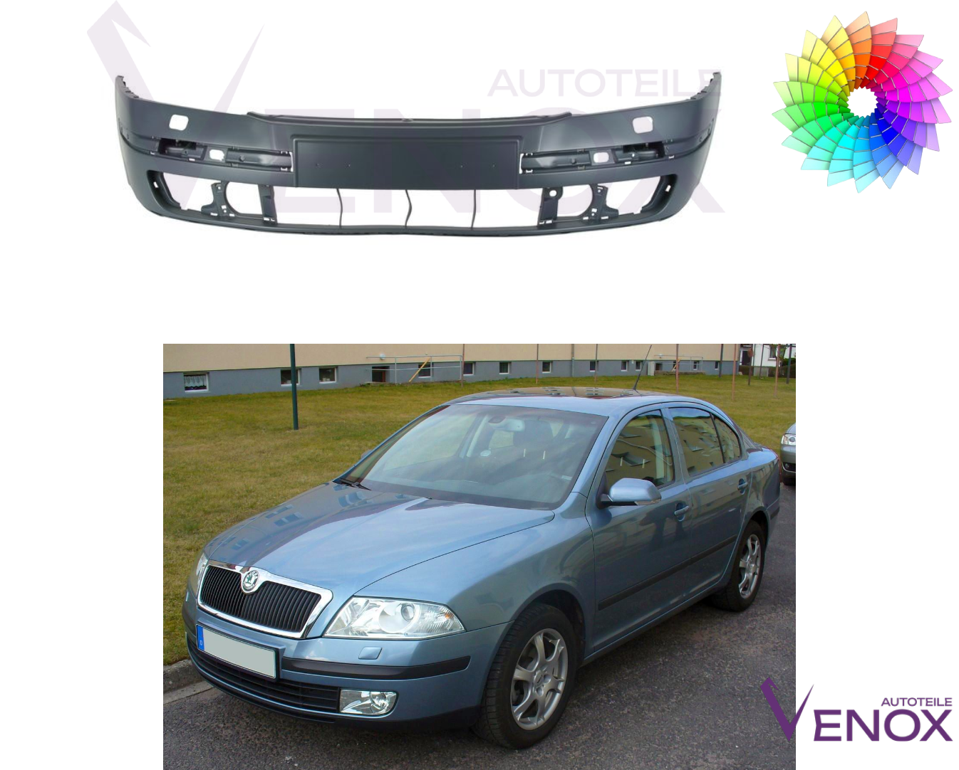 Voor Skoda Octavia 1Z SRA 2004-2012 Voorbumper gespoten in de gewenste kleur - Afbeelding 2