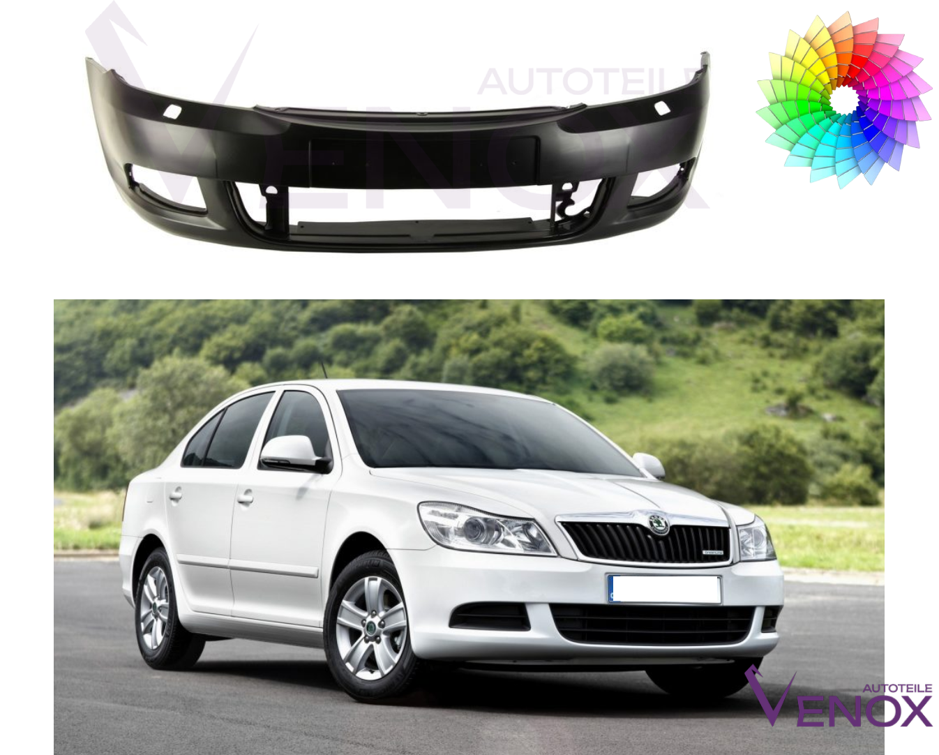 Voor Skoda Octavia 1Z SRA 2008-2013 Voorbumper gespoten in de gewenste kleur - Afbeelding 2