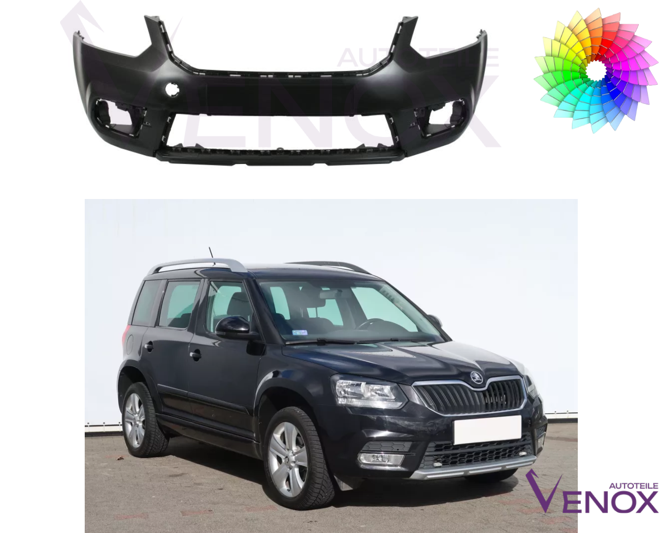 Voor Skoda Yeti 2013-2020 Voorbumper gespoten in de gewenste kleur NIEUW - Afbeelding 2