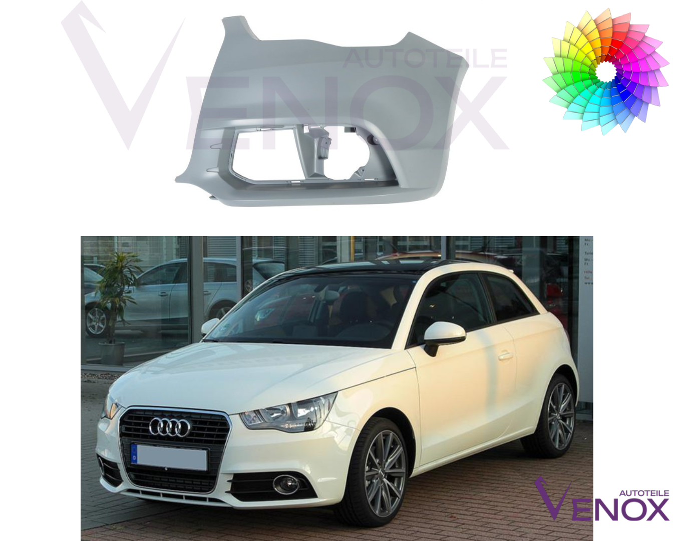 Voor Audi A1 2010-2015 Voorbumper LINKS gespoten in de gewenste kleur NIEUW - Afbeelding 2