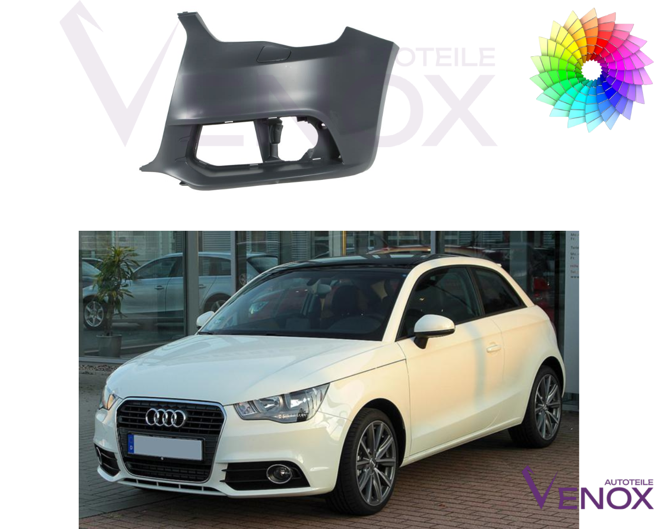 Voor Audi A1 2010-2015 SRA voorbumper LINKS gespoten in de gewenste kleur NIEUW - Afbeelding 2