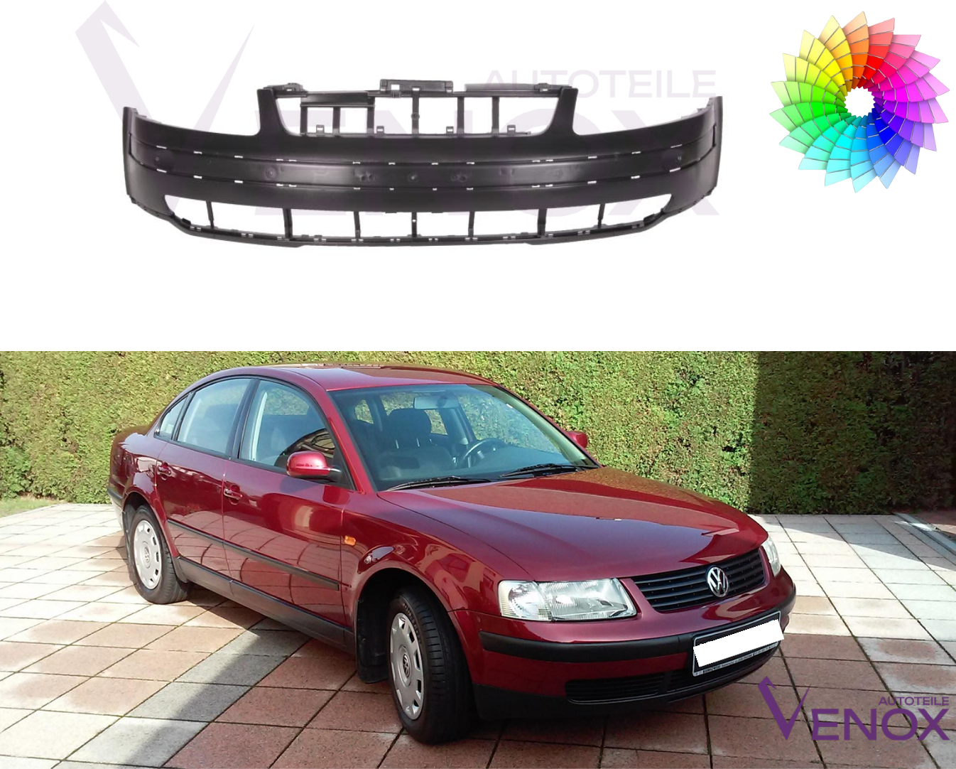 Voor VW Passat B5 1996-2000 Voorbumper gespoten in de gewenste kleur - Afbeelding 2