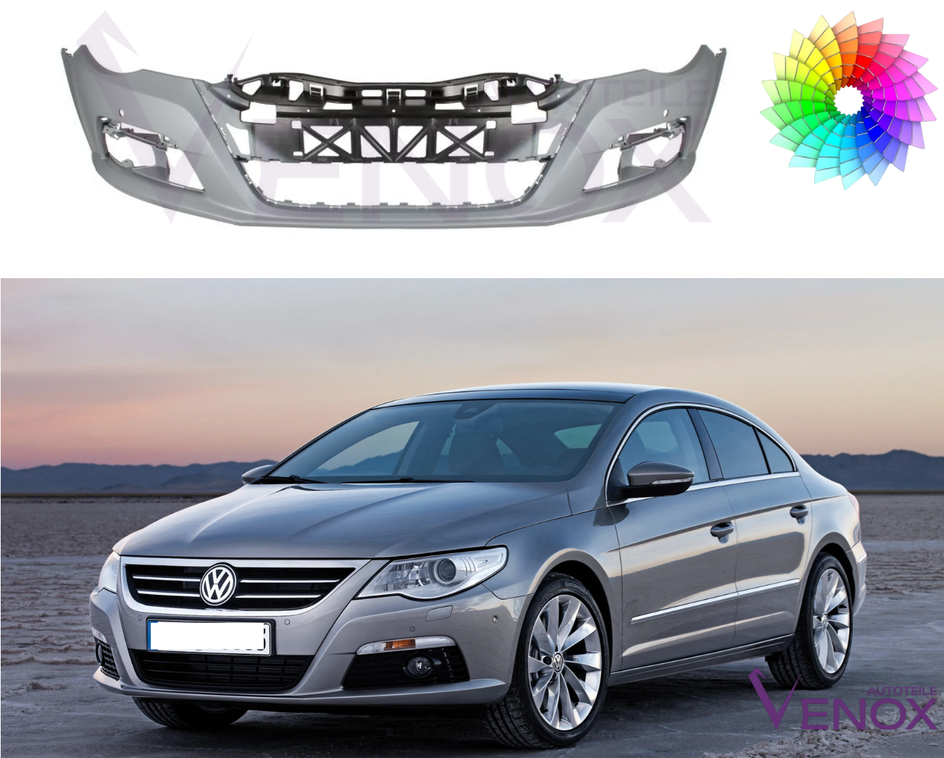 Voor VW Passat CC 357 08-12 2 x PDC voorbumper gespoten in de gewenste kleur - Afbeelding 2