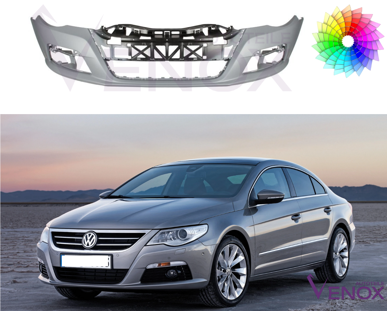 Voor VW Passat CC 357 08-12 Sra 2x PDC voorbumper gespoten in gewenste kleur - Afbeelding 2