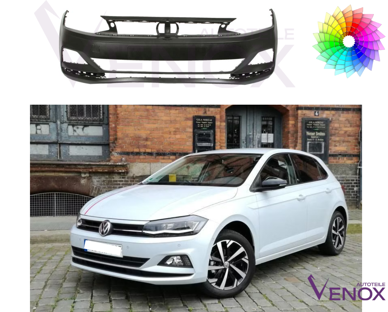 Voor VW Polo vanaf 2017- Voorbumper gespoten in de gewenste kleur - Afbeelding 2