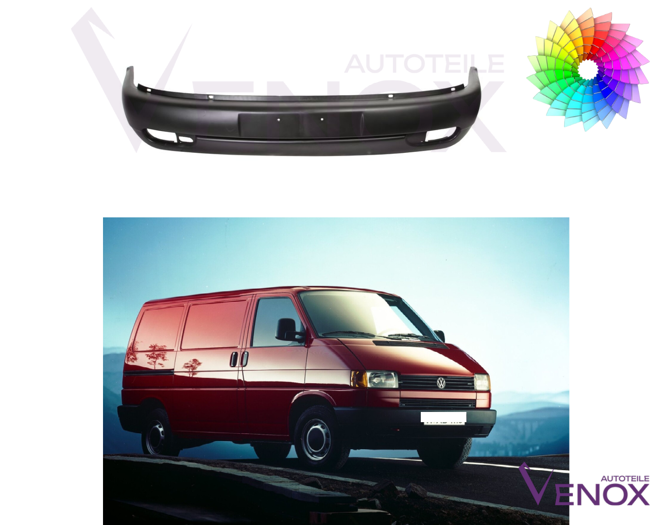 Voor VW T4 1996-2003 NSW voorbumper gespoten in de gewenste kleur - Afbeelding 2