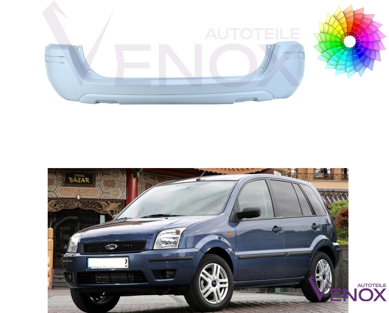 Voor Ford Fusion 2002-2005 Achterbumper gespoten in de gewenste kleur NIEUW - Afbeelding 2