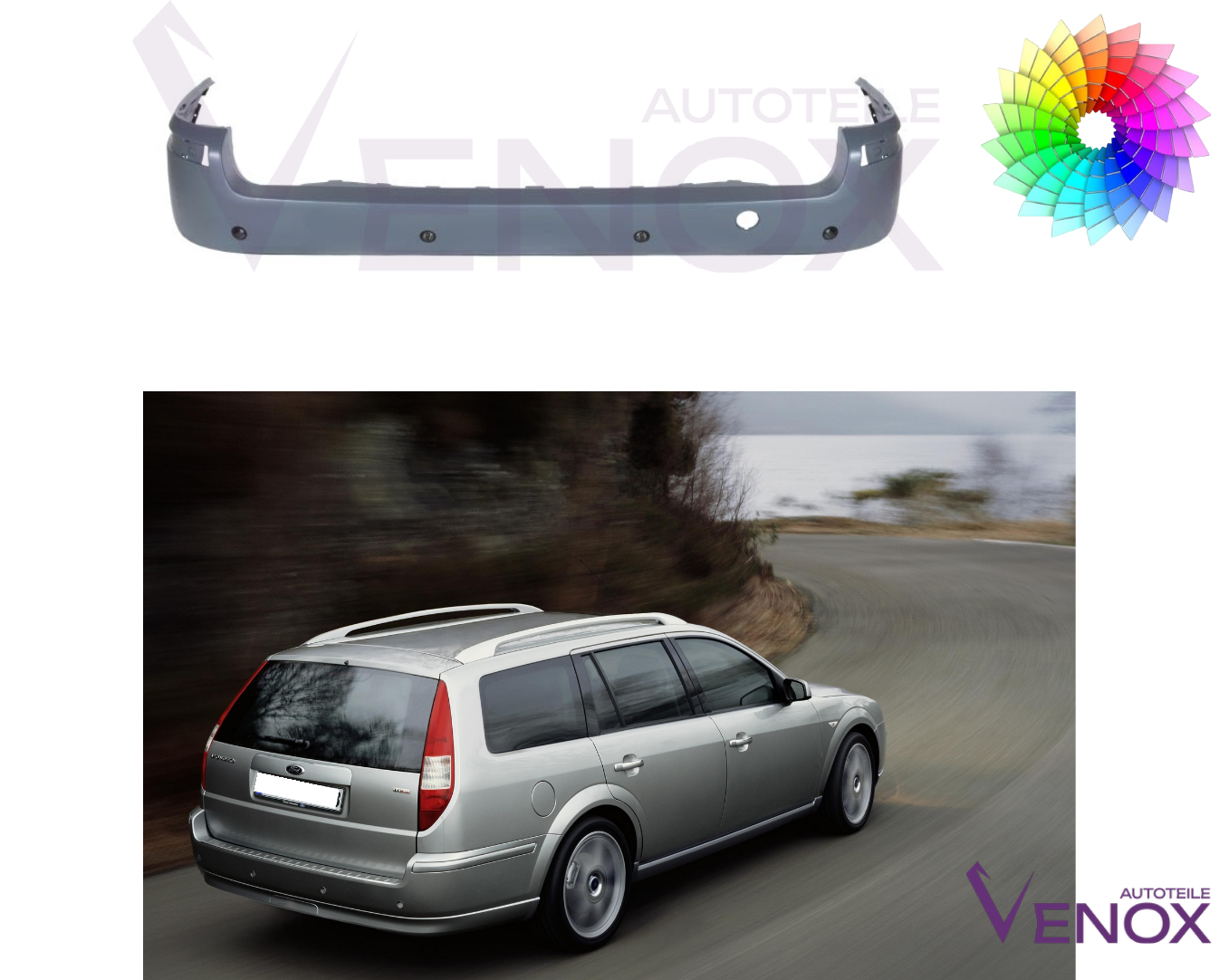 Voor Ford Mondeo MK3 Turnier PDC 00-07 Achterbumper gespoten in de gewenste kleur - Afbeelding 2