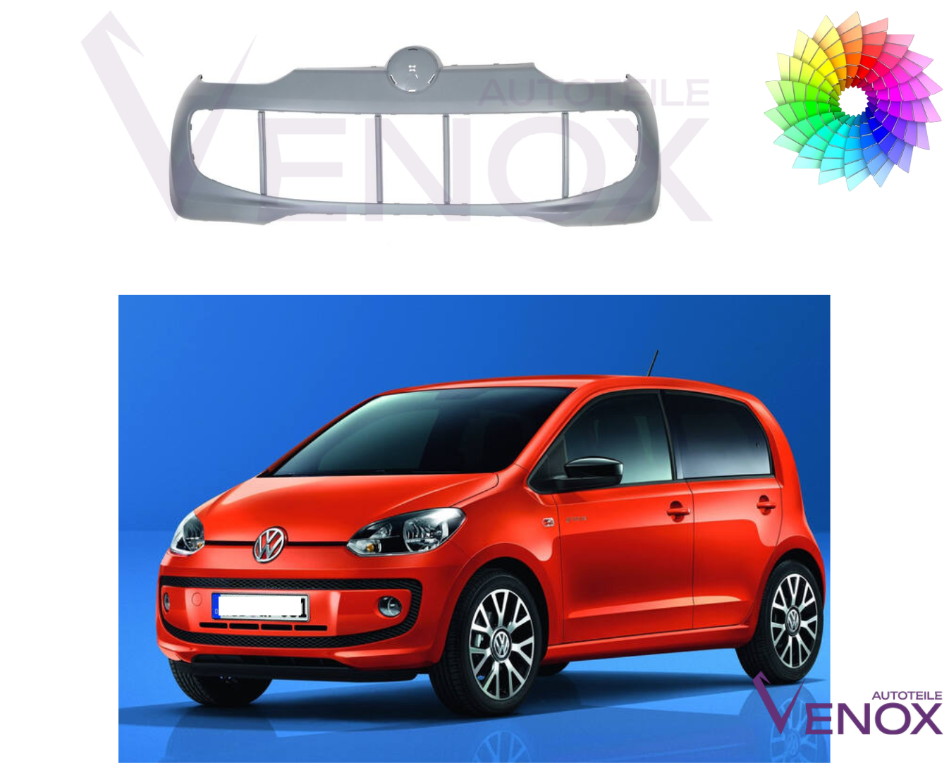 Voor VW UP! 2012-2016 Voorbumper gespoten in de gewenste kleur - Afbeelding 2