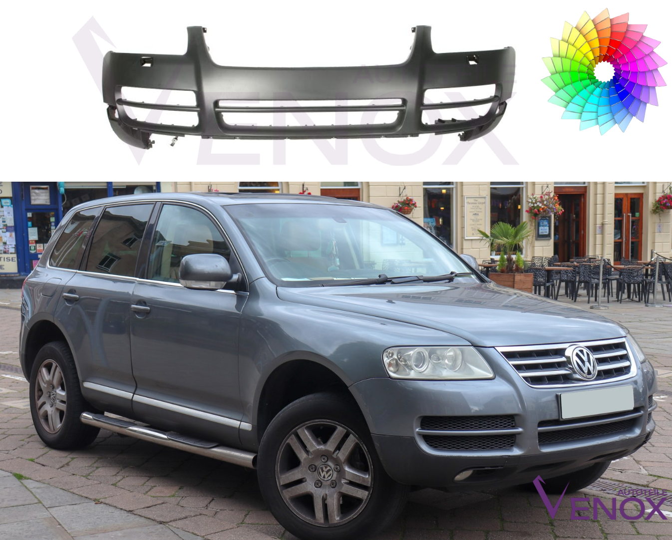 Voor VW Touareg 7L 02-06 Voorbumper gespoten in de gewenste kleur - Afbeelding 2