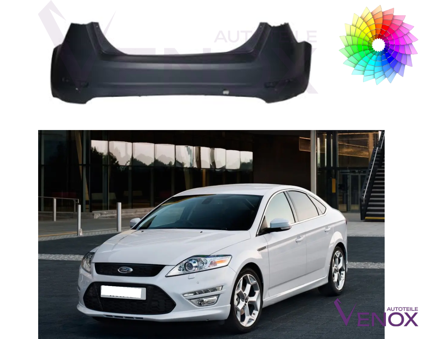 Voor Ford Mondeo MK4 Lim. 10-15 Achterbumper gespoten in de gewenste kleur - Afbeelding 2