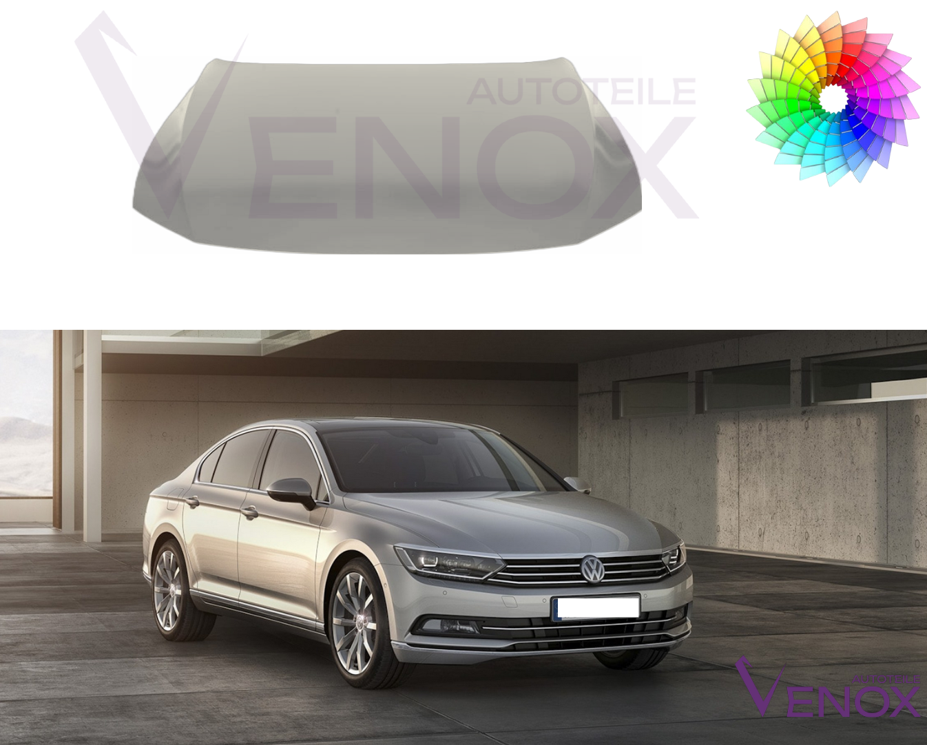 Voor Vw Passat B8 vanaf 2015 motorkap gespoten in gewenste kleur nieuw - Afbeelding 2