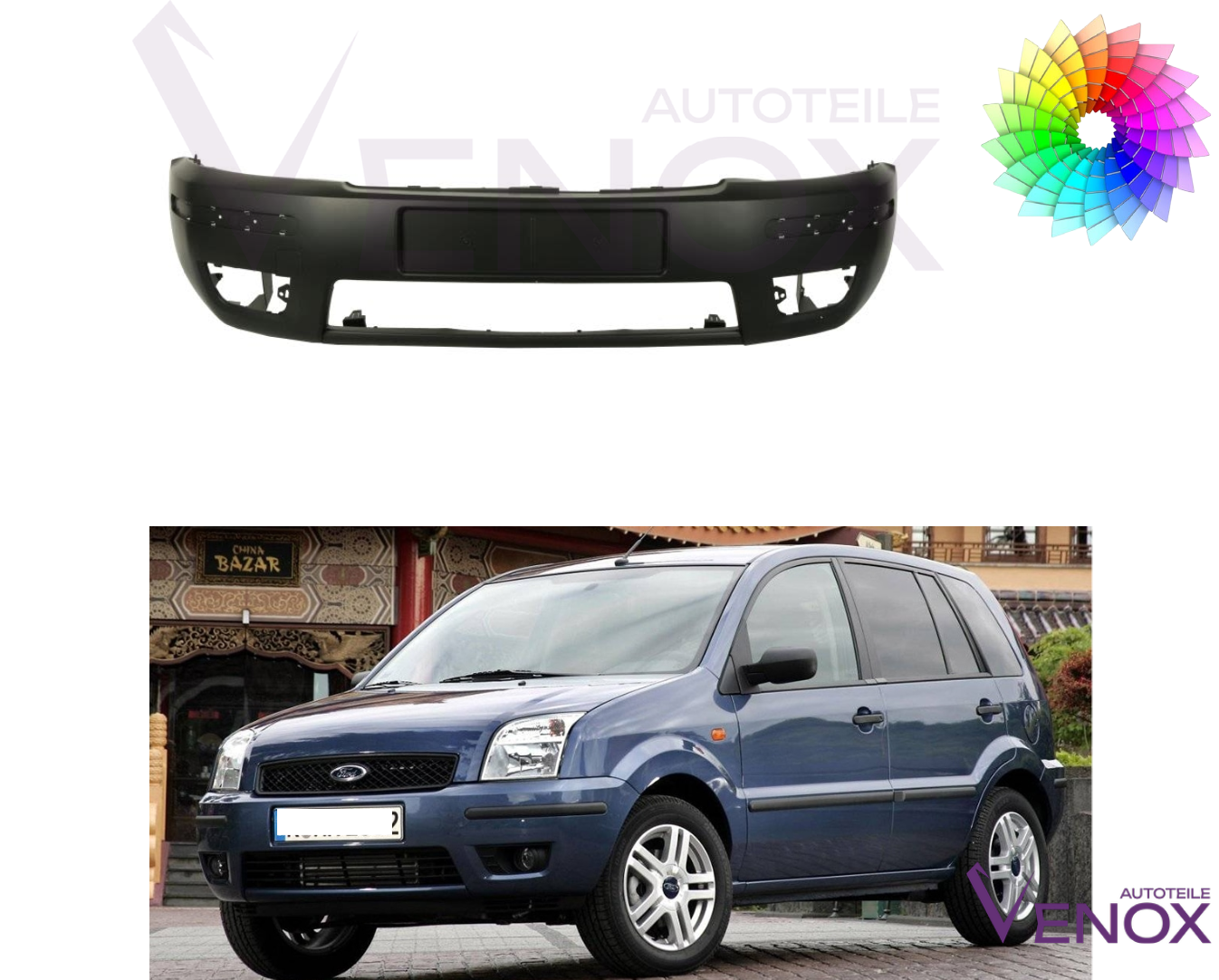 Voor Ford Focus Fusion 2002-2005 Voorbumper gespoten in de gewenste kleur NIEUW - Afbeelding 2