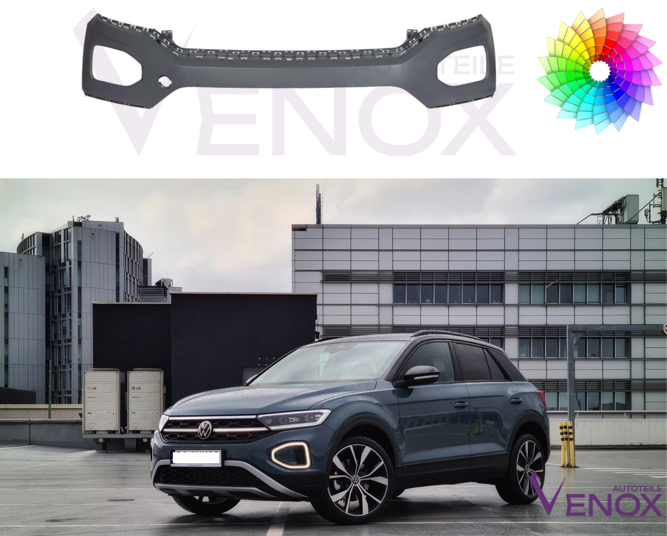 Voor VW T-roc vanaf 2017 Voorbumper gespoten in de gewenste kleur - Afbeelding 2