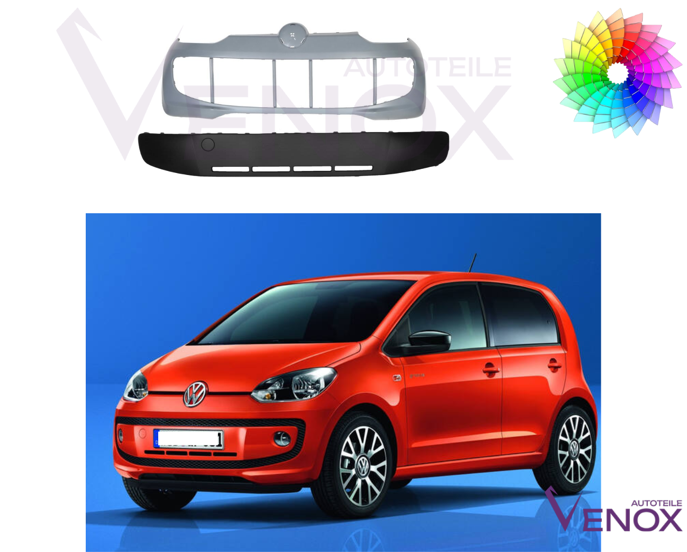 Voor VW UP! 2012-2016 Voorbumper en strip gespoten in de gewenste kleur - Afbeelding 2