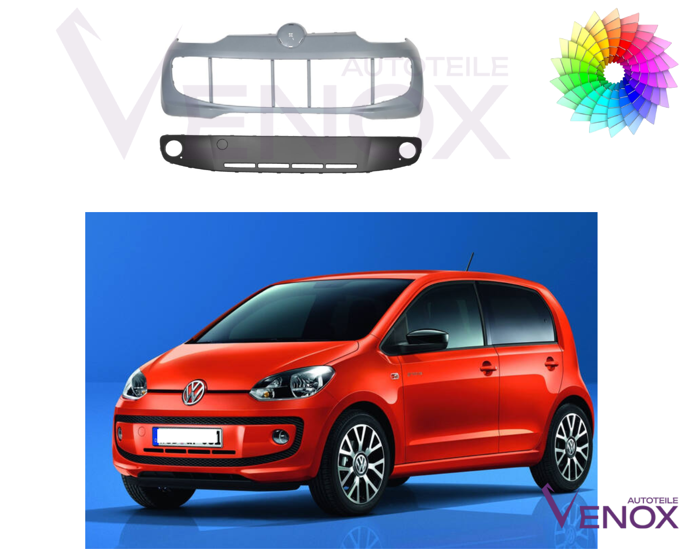 Voor VW UP! 2012-2016 Voorbumper en NSW-strip gespoten in de gewenste kleur - Afbeelding 2