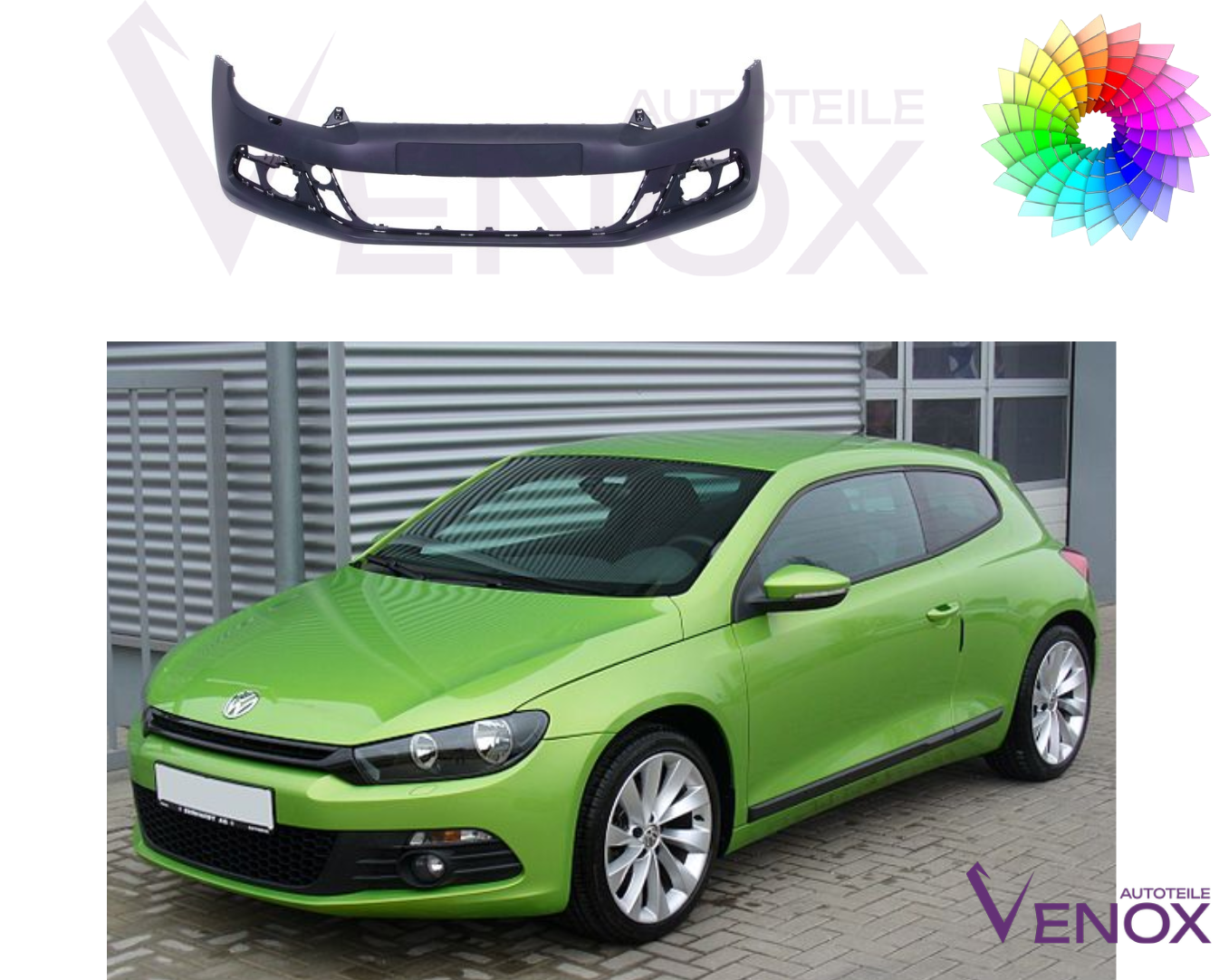 Voor VW Scirocco vanaf 2008 Voorbumper gespoten in de gewenste kleur - Afbeelding 2