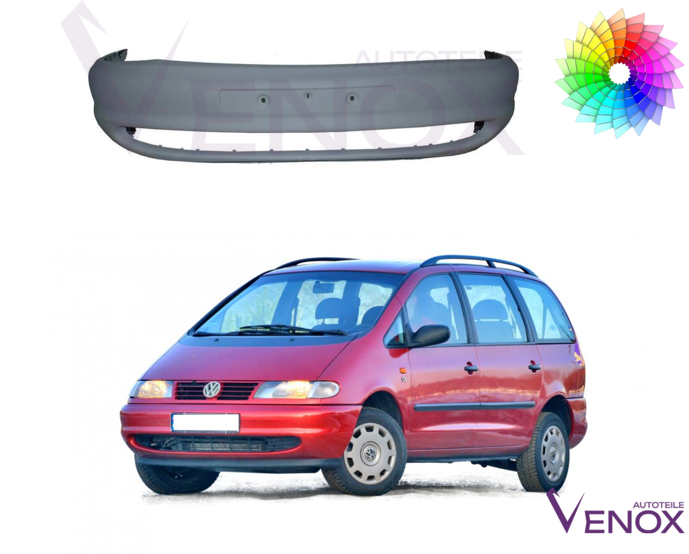Voor VW Sharan 7M 1995-2000 Voorbumper gespoten in de gewenste kleur - Afbeelding 2