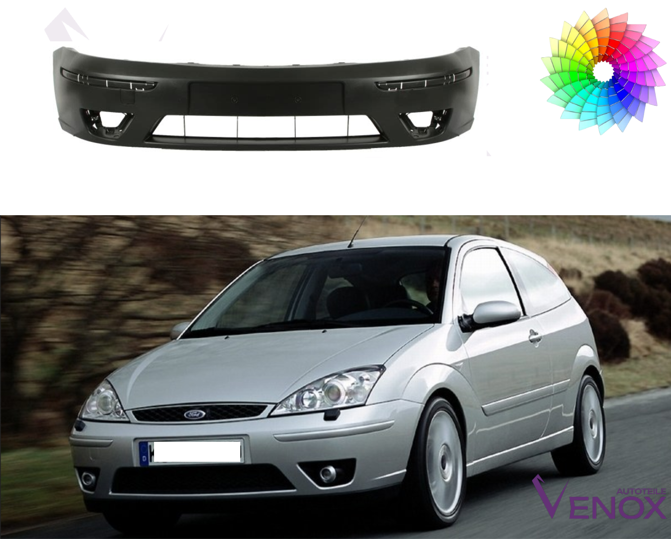 Voor Ford Focus Mk 1 2001-2004 Voorbumper gespoten in de kleur van je keuze - Afbeelding 2